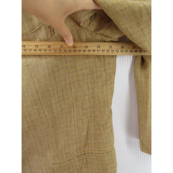 VINTAGE Ermenegildo Zegna Sport Coat Men 50 Tan Blazer Linen Jacket Plaid* - Picture 5 of 16